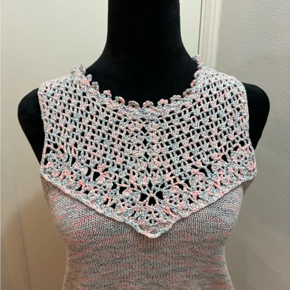 REBECCA TAYLOR mesh neck colorful Sweater Tank Top Size Medium very pretty - Picture 3 of 13